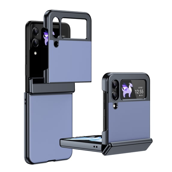 Allytechgroup Screen Protector Case for Samsung Galaxy Z Flip 4, Matte Slim Hinge Protection Anti-Scratch Full Body Shockproof Bumper Rugged Phone Case Cover for Galaxy Z Flip 4, Blue