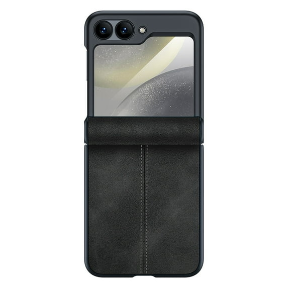 Allytechgroup Screen Protector Case for Samsung Galaxy Z Flip 7 FE/ Flip 6, Premium Retro PU Leather Slim Fit Shell Back Cover Anti-Scratch Protective Shockproof Phone Case for Galaxy Z Flip 7 FE/6