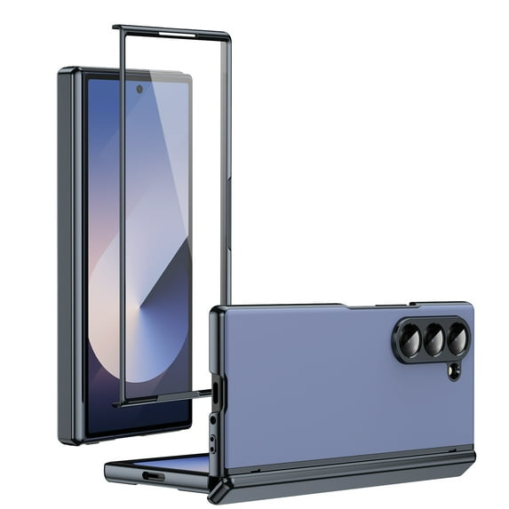 Allytechgroup Screen Protector Case for Samsung Galaxy Z Fold 4, Matte Slim Hinge Protection Anti-Scratch Full Body Shockproof Bumper Rugged Phone Case Cover for Galaxy Z Fold 4, Blue