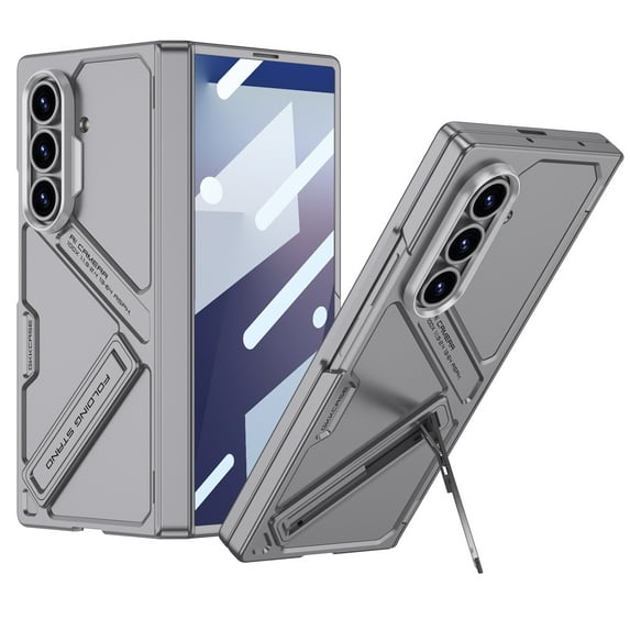 Allytechgroup Screen Protector Case for Samsung Galaxy Z Fold 7, Full Body Shockproof Invisiable Stand Anti-Scratch Lightweight Bumper Rugged Phone Case Cover for Galaxy Z Fold7, Gray