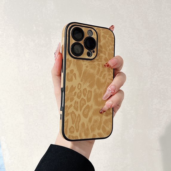 Allytechgroup Shockproof Anti-Scratch Leopard Print Back Cover Cell Phone Case for Apple iPhone 15 Pro Max, Yellow