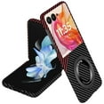 thumbnail image 1 of Allytechgroup Shockproof Carbon Fiber Motorola Razr+ Plus 2024 Case Cover with Ring Holder and Kickstand, Magnetic Back Cover Drop Protective Phone Case for Moto Razr+ Plus 2024, Blackred, 1 of 7
