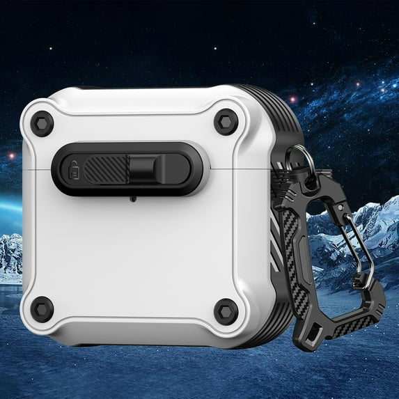 Allytechgroup Shockproof Case for Apple Airpods Pro 2nd Generation 2022, Rugged AirPods Case with Keychain Lock Button Dustproof Protection Wireless Charging Support Cover for Women Men, White