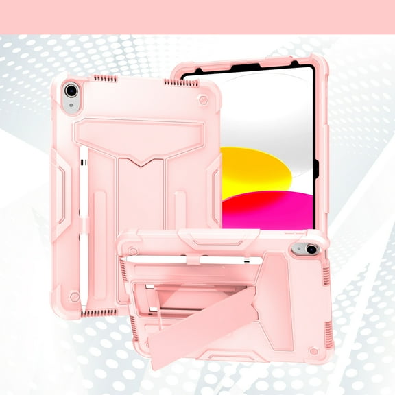 Allytechgroup Shockproof Case for Apple iPad 11th 10th Gen 2025 2022, Slim Heavy Duty Hybrid Rugged Protective Cover with Built-in Stand Children Friendly Case for 10.9" iPad 11 10, Rosegold