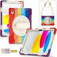 thumbnail image 1 of Allytechgroup Shockproof Case for Apple iPad A16 11th Generation 11" 2025/ iPad 10th Generation 10.9" 2022, Colorful Design Kids Friendly Hand Strap Shoulder Strap Rotating Kickstand Rugged Cover, 1 of 8