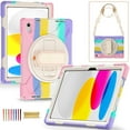 thumbnail image 1 of Allytechgroup Shockproof Case for Apple iPad A16 11th Generation 11" 2025/ iPad 10th Generation 10.9" 2022, Colorful Design Kids Friendly Hand Strap Shoulder Strap Rotating Kickstand Rugged Cover, 1 of 7