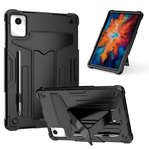 Allytechgroup Shockproof Case for Lenovo Tab M11/Tab K11 LTE 11" 2024 TB330FU, Heavy Duty Protective Rugged Kickstand Cover with Pencil Holder for Lenovo M11 Tablet Case, Black