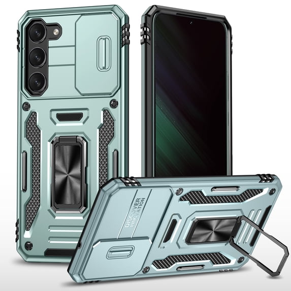 Allytechgroup Shockproof Case for Samsung Galaxy S25 Edge with Lens Protector & Stand, Military Grade Protective Bumper Anti-Scratch Lightweight Phone Case for Galaxy S25 Edge, Darkgreen