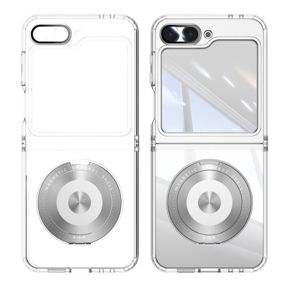 Allytechgroup Shockproof Case for Samsung Galaxy Z Flip 6, Ring Holder Bracket Stand Anti-Scratch Drop Proof Bumper Rugged Phone Case Cover for Galaxy Z Flip 6, White