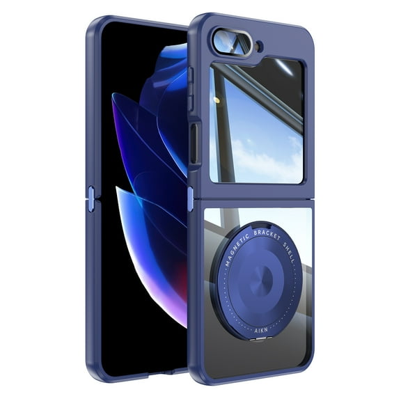 Allytechgroup Shockproof Case for Samsung Galaxy Z Flip 7, Ring Holder Bracket Stand Anti-Scratch Drop Proof Bumper Rugged Phone Case Cover for Galaxy Z Flip 7, Blue