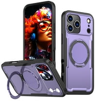 Allytechgroup Shockproof Kickstand Case for iPhone 17, PC TPU Hybrid Back Cover with Magnetic Ring Support Wireless Charging Anti-Scratch & Drop Protection for iPhone 17, Purple