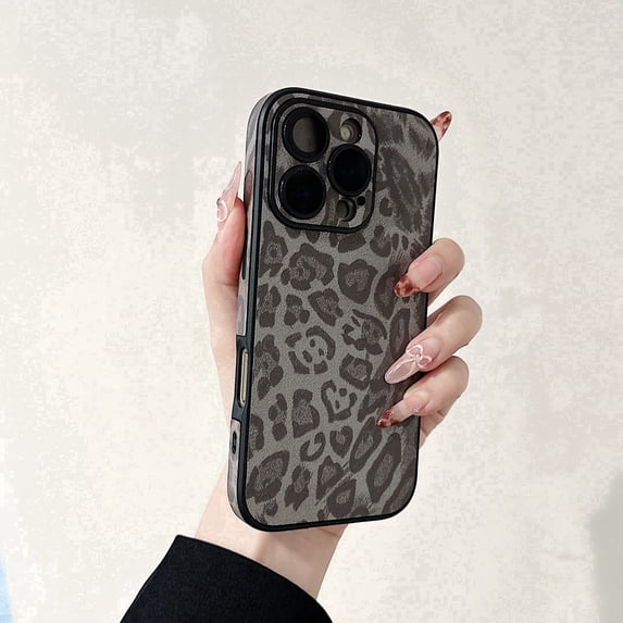 Allytechgroup Shockproof Leopard Print Back Cover Cell Phone Case for Apple iPhone 11 Pro Max, Gray
