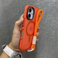 thumbnail image 1 of Allytechgroup Shockproof Phone Case for Apple iPhone 11, Compatible with MagSafe iPhone 11 Cover with Glitter Camera Frame, Transparent TPU iPhone 11 Case with Wrist Strap, Orange, 1 of 5