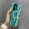 thumbnail image 1 of Allytechgroup Shockproof Phone Case for Apple iPhone 13 Pro, Compatible with MagSafe iPhone 13 Pro Cover with Glitter Camera Frame, Transparent TPU iPhone 13 Pro Case with Wrist Strap, Mintgreen, 1 of 5