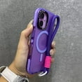 thumbnail image 1 of Allytechgroup Shockproof Phone Case for Apple iPhone 13 Pro, Compatible with MagSafe iPhone 13 Pro Cover with Glitter Camera Frame, Transparent TPU iPhone 13 Pro Case with Wrist Strap, Purple, 1 of 5