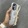 thumbnail image 1 of Allytechgroup Shockproof Phone Case for Apple iPhone 14 Plus, Compatible with MagSafe iPhone 14 Plus Cover with Glitter Camera Frame, Transparent TPU iPhone 14 Plus Case with Wrist Strap, Clear, 1 of 5