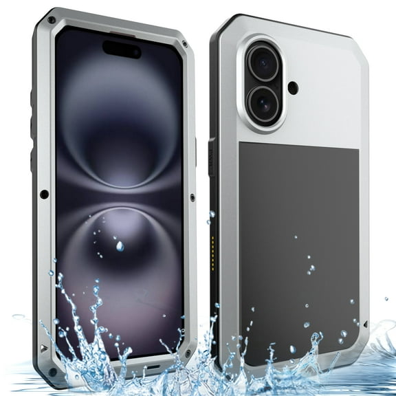 Allytechgroup Shockproof Phone Case for Apple iPhone 16 Plus, Military-Grade Protection, MagSafe & Car Mount Compatible, Rugged TPU/PC Bumper, Water-Resistant Case for iPhone 16 Plus,Silver