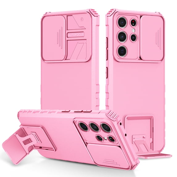 Allytechgroup Shockproof Samsung Galaxy S24 Plus Case Cover, Slim Fit Bumper with Sliding Camera Lens Protector Anti-Scratch Lightweight Slim Case for Galaxy S24 Plus, Pink