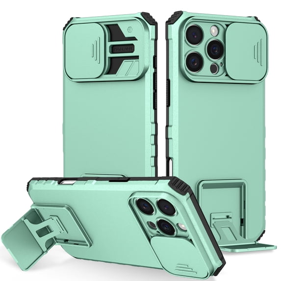 Allytechgroup Shockproof iPhone 16 Pro Case Cover, Slim Fit Bumper with Sliding Camera Lens Protector Anti-Scratch Lightweight Slim Case for Galaxy S25 Ultra, Lightblue