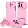 thumbnail image 1 of Allytechgroup Shockproof iPhone 16 Pro Case Cover, Slim Fit Bumper with Sliding Camera Lens Protector Anti-Scratch Lightweight Slim Case for Galaxy S25 Ultra, Pink, 1 of 10