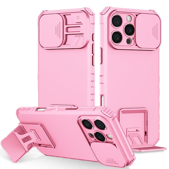 Allytechgroup Shockproof iPhone 16 Pro Case Cover, Slim Fit Bumper with Sliding Camera Lens Protector Anti-Scratch Lightweight Slim Case for Galaxy S25 Ultra, Pink