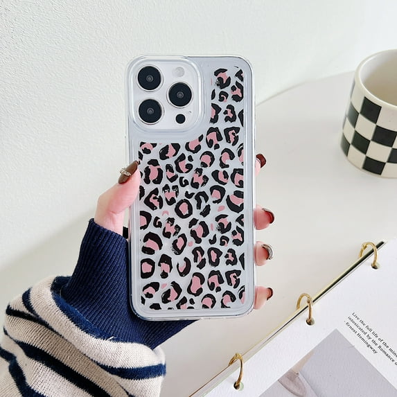 Allytechgroup Slim Back Cover for iPhone 13 Pro, Soft Shell Shockproof Fashion Pattern Bumper Anti-Scratch Drop Protective Phone Case for Apple iPhone 13 Pro, Coral Leopard
