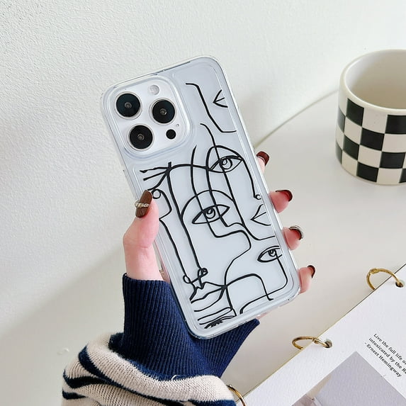 Allytechgroup Slim Back Cover for iPhone 14 Plus, Soft Shell Shockproof Fashion Pattern Bumper Anti-Scratch Drop Protective Phone Case for Apple iPhone 14 Plus, Face