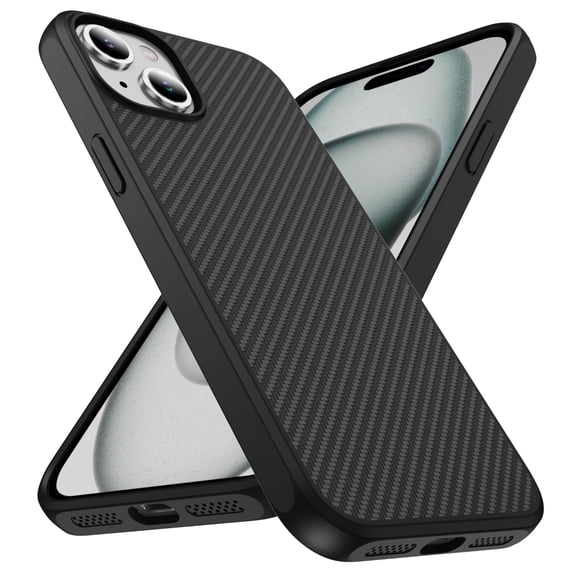 Allytechgroup Slim Carbon Fiber Texture Phone Case for Apple iPhone 13, Shockproof Soft TPU Bumper, Raised Edge Camera and Screen Protection, Lightweight Anti-Slip Cover, Black