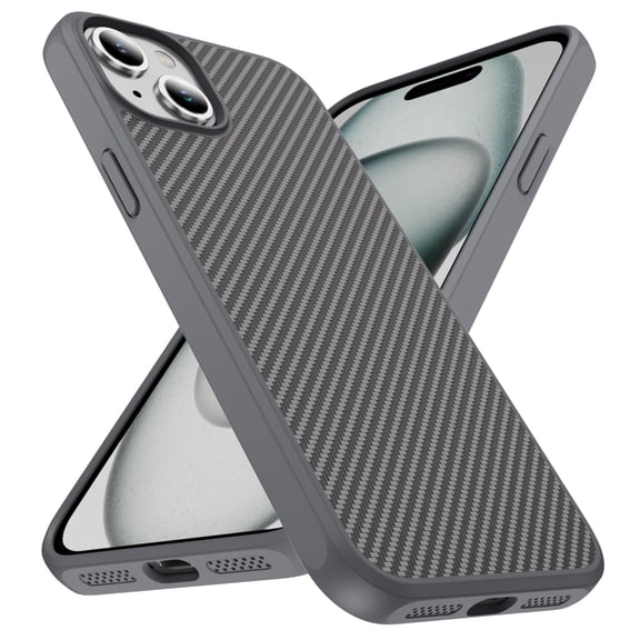 Allytechgroup Slim Carbon Fiber Texture Phone Case for Apple iPhone 13, Shockproof Soft TPU Bumper, Raised Edge Camera and Screen Protection, Lightweight Anti-Slip Cover, Gray