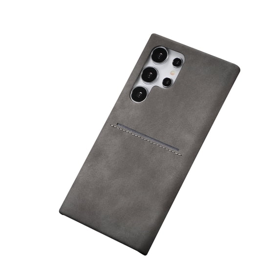 Allytechgroup Slim Card Slot Shockproof Leather Back Cover Cell Phone Case for Samsung Galaxy S23 Ultra, Gray