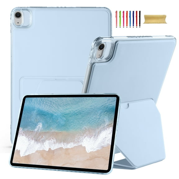 Allytechgroup Slim Case for Apple iPad A16 11th Gen 11" 2025/ iPad 10th Generation 10.9" 2022, PU Leather Acrylic Back Cover Dual Angle Stand Shockproof Protective Case Shell, Blue