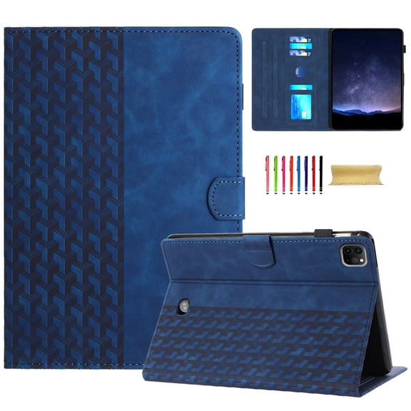 Allytechgroup Slim Case for Apple iPad Pro 11" M4 2024, Premium PU Leather Folio Flip Cover Stand Anti-Scratch Cards Slots Pencil Holder Smart Case Cover Auto Sleep Wake, Blue