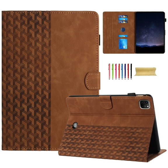 Allytechgroup Slim Case for Apple iPad Pro 11" M4 2024, Premium PU Leather Folio Flip Cover Stand Anti-Scratch Cards Slots Pencil Holder Smart Case Cover Auto Sleep Wake, Brown