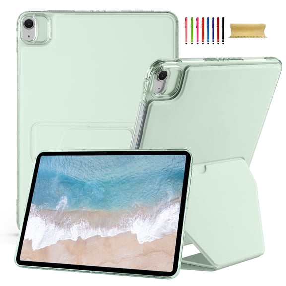 Allytechgroup Slim Case for Apple iPad Pro 13 Inch 2024 M4, PU Leather Acrylic Back Cover Dual Angle Stand Shockproof Protective Case Shell for iPad Pro 13" 2024, Green