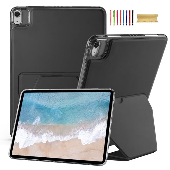 Allytechgroup Slim Case for Apple iPad Pro 13 Inch 2024 M4, PU Leather Acrylic Back Cover Dual Angle Stand Shockproof Protective Case Shell for iPad Pro 13" 2024, Black