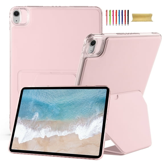 Allytechgroup Slim Case for Apple iPad Pro 13 Inch 2024 M4, PU Leather Acrylic Back Cover Dual Angle Stand Shockproof Protective Case Shell for iPad Pro 13" 2024, Pink