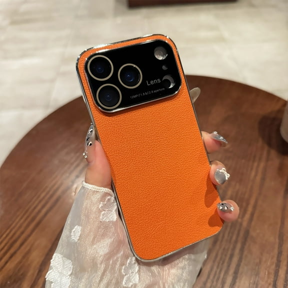 Allytechgroup Slim Case for Apple iPhone 17 Pro Max, Premium PU Leather Anti-Scratch Shock Resistant Lightweigth Luxury Stylish Phone Case for Women Men, Orange