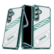 Allytechgroup Slim Case Compatible with Samsung Galaxy S23 FE, Rugged Heavy Duty Durable Cover Case with Kickstand Shockproof Back Cover for Samsung Galaxy S23 FE Women Men, Darkgreen