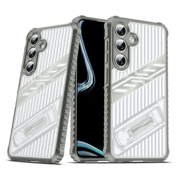 Allytechgroup Slim Case Compatible with Samsung Galaxy S23 Plus, Rugged Heavy Duty Durable Cover Case with Kickstand Shockproof Back Cover for Samsung Galaxy S23 Plus Women Men, Gray