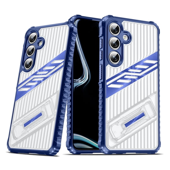 Allytechgroup Slim Case Compatible with Samsung Galaxy S24 FE, Rugged Heavy Duty Durable Cover Case with Kickstand Shockproof Back Cover for Samsung Galaxy S24 FE Women Men, Navyblue