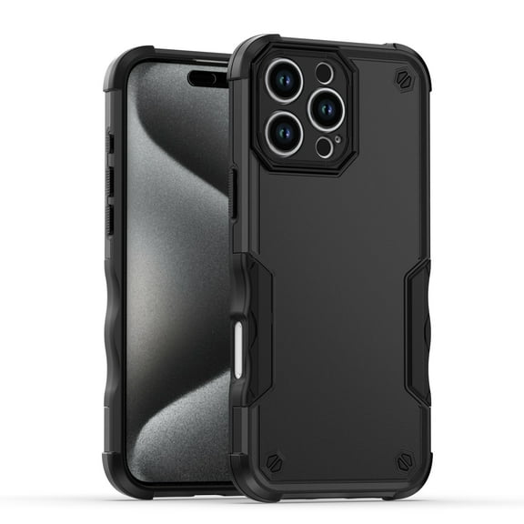 Allytechgroup Slim Case Compatible with iPhone 16 Pro Max, Hard PC Soft TPU Rugged Heavy Duty Durable Cover Case Shockproof Protective Back Cover for iPhone 16 Pro Max, Black