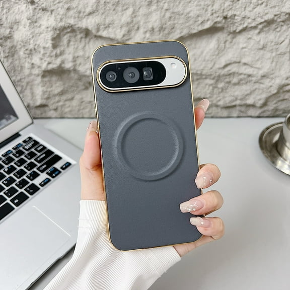 Allytechgroup Shockproof Magnetic Rugged Heavy Duty Back Cover Cell Phone Case for Google Pixel 8, Gray