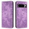 thumbnail image 1 of Allytechgroup Slim Case for Google Pixel 9, Flip Folio Stand Cards Slots Hand Wrist Elephant Embossed Retro PU Leather Wallet Phone Case  Cover for Google Pixel 9, Purple, 1 of 7