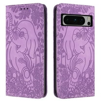 Allytechgroup Slim Case for Google Pixel 9, Flip Folio Stand Cards Slots Hand Wrist Elephant Embossed Retro PU Leather Wallet Phone Case  Cover for Google Pixel 9, Purple
