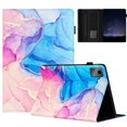 thumbnail image 1 of Allytechgroup Slim Case for Lenovo Tab M10 10.1 Inch Gen 3 TB-328F,Marble Series Smart Cover Auto Sleep Wake Drop Protection Multi Angle Viewing Stand Elastic Band Flip Cover for Women Men, Pink Blue, 1 of 7