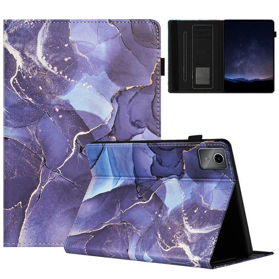 Allytechgroup Slim Case for Lenovo Tab M11 2024,Marble Series Smart Cover Auto Sleep Wake Drop Protection Multi Angle Viewing Stand Elastic Band Flip Cover for Lenovo Tab M11 2024,Gray