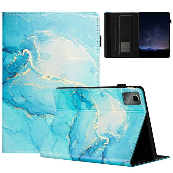 Allytechgroup Slim Case for Lenovo Tab P11 2nd Gen 2023,Marble Series Smart Cover Auto Sleep Wake Drop Protection Multi Angle Viewing Stand Elastic Band Flip Cover for Lenovo Tab P11 2,Blue