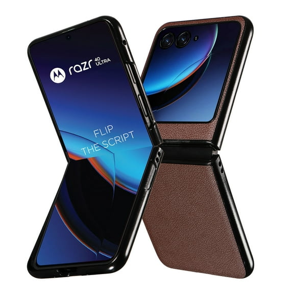 Allytechgroup Slim Case for Motorola Razr 2024, Support Wireless Charging Shockproof Luxury PU Leather Retro Lightweight Anti-Scratch Anti-Slip Phone Case for Motorola Razr 50/60, Brown