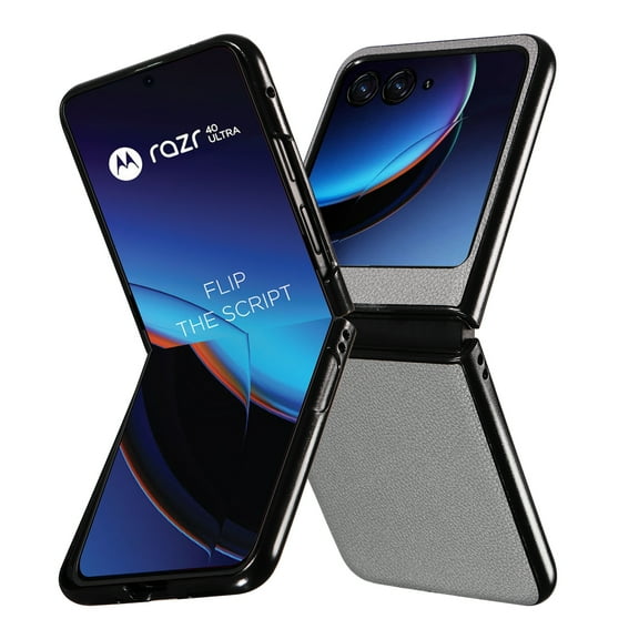 Allytechgroup Slim Case for Motorola Razr 2024, Support Wireless Charging Shockproof Luxury PU Leather Retro Lightweight Anti-Scratch Anti-Slip Phone Case for Motorola Razr 50/60, Gray