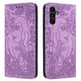 thumbnail image 1 of Allytechgroup Slim Case for Samsung Galaxy A54 5G, Flip Folio Stand Cards Slots Hand Wrist Elephant Embossed Retro PU Leather Wallet Phone Case  Cover for Samsung Galaxy A54 5G, Purple, 1 of 7